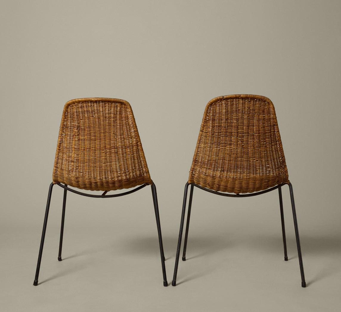 PAIR OF 1960S ITALIAN RATTAN DINING CHAIR ATTR. TO GIAN FRANCO LEGLER
