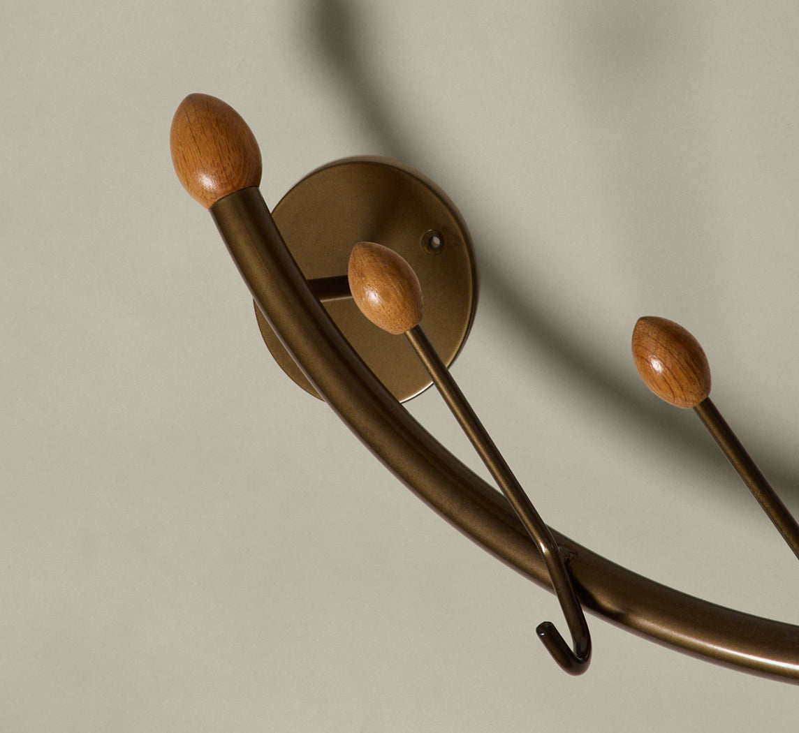 VINTAGE CURVED BRONZE MIRROR COAT RACK