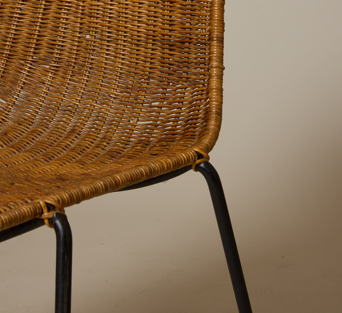 PAIR OF 1960S ITALIAN RATTAN DINING CHAIR ATTR. TO GIAN FRANCO LEGLER