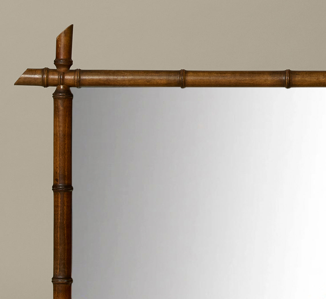 FRENCH EARLY 20TH CENTURY FAUX BAMBOO MIRROR WITH INTERSECTING CORNERS