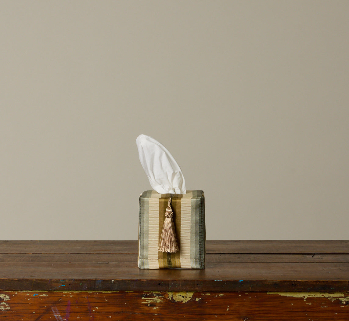 PIERCE & WARD SENSE AND SENSIBILITY STRIPED TISSUE BOX COVER