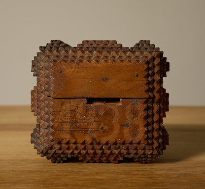 VINTAGE TRAMP ART COIN BOX