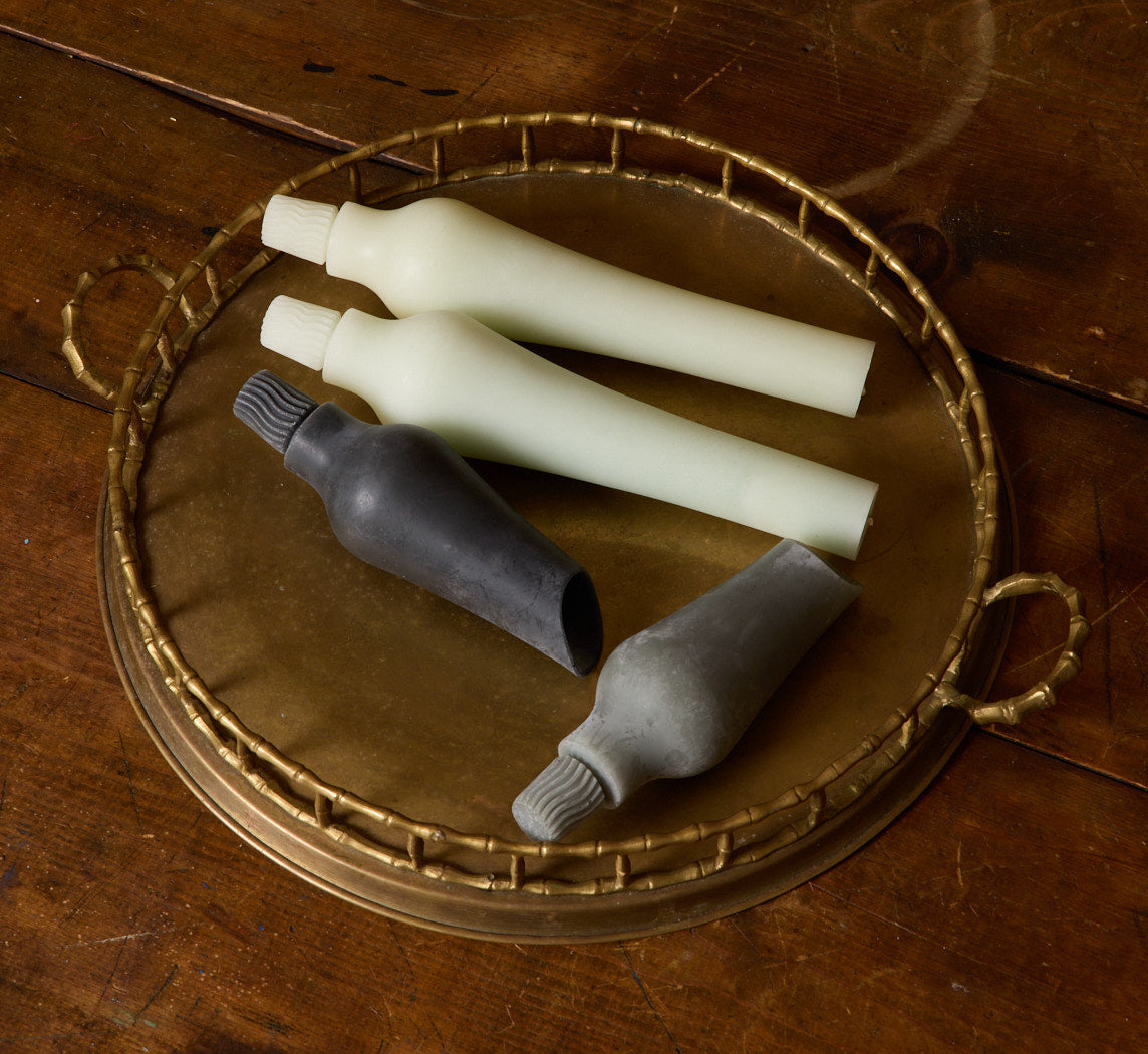 VINTAGE BRASS BAMBOO ROUND SERVING TRAY