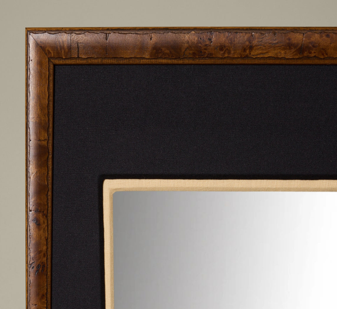 PIERCE & WARD CARPATHIAN DRESSING MIRROR IN BLACK AND IVORY LINEN