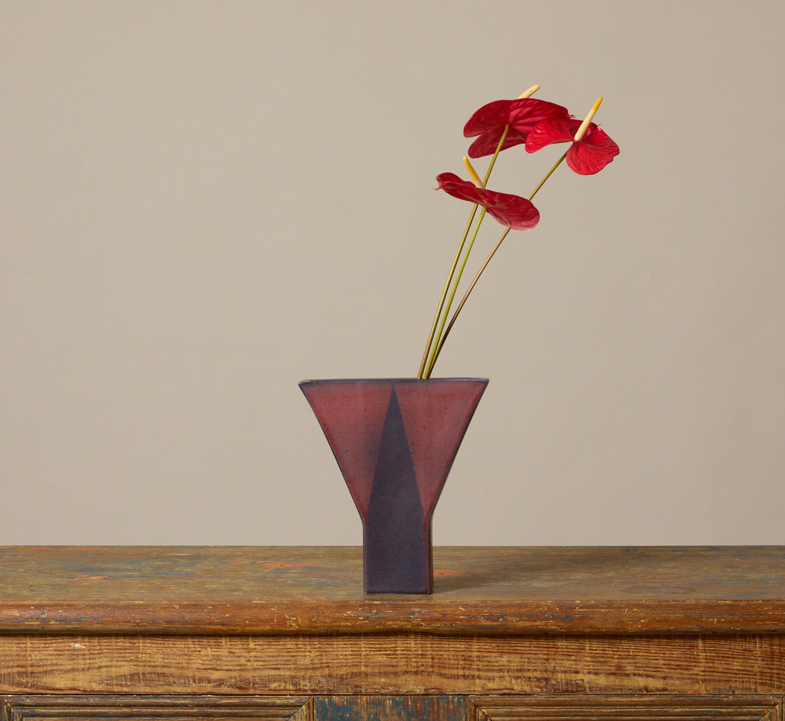 VINTAGE GEOMETRIC STONEWARE VASE BY KARL SCHEID III