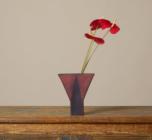 VINTAGE GEOMETRIC STONEWARE VASE BY KARL SCHEID III