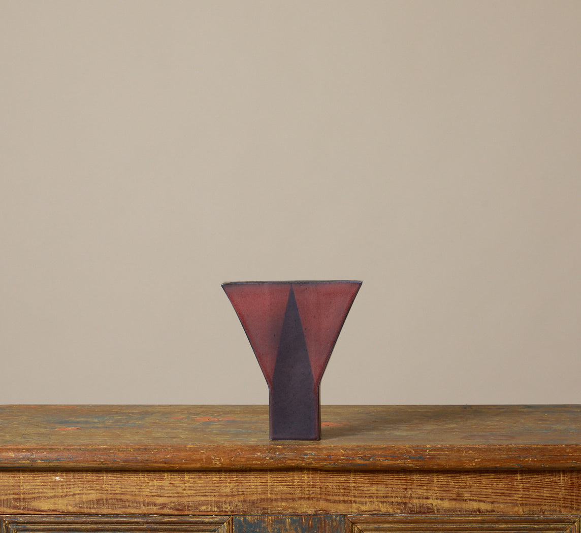 VINTAGE GEOMETRIC STONEWARE VASE BY KARL SCHEID III