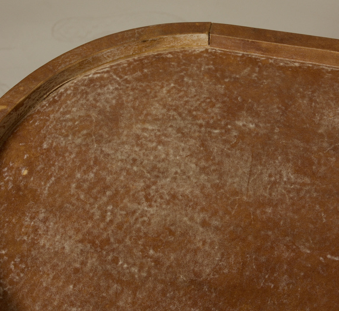 PAIR OF 1960S PARCHMENT OVAL SIDE TABLES WITH DRAWERS
