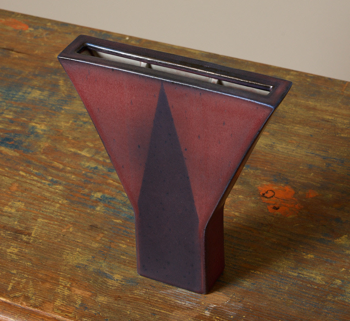 VINTAGE GEOMETRIC STONEWARE VASE BY KARL SCHEID III