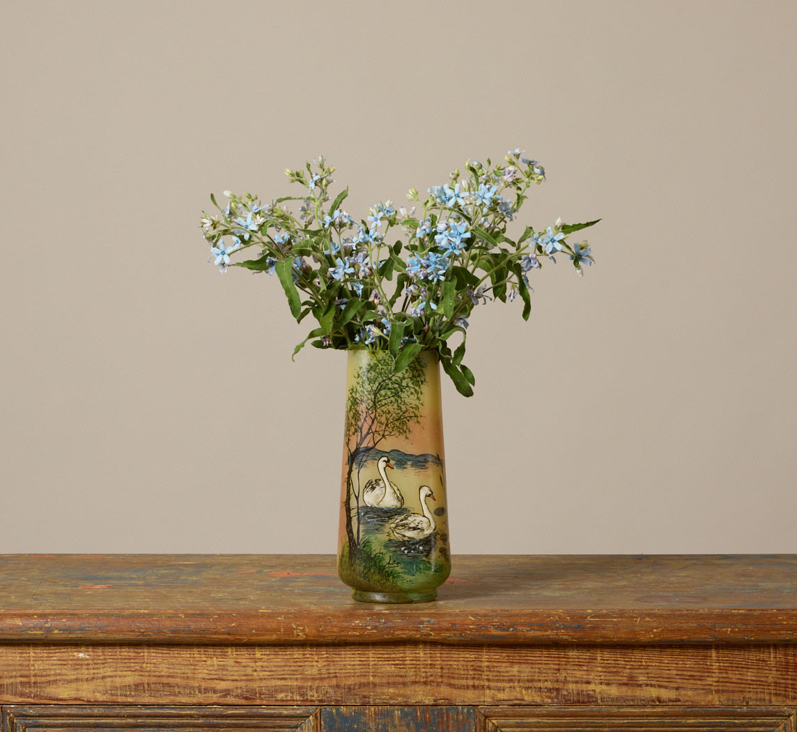 ART NOUVEAU FRENCH GLASS SWAN VASE