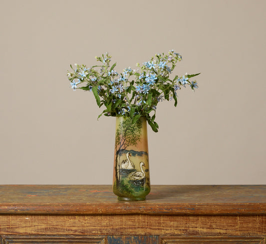 ART NOUVEAU FRENCH GLASS SWAN VASE