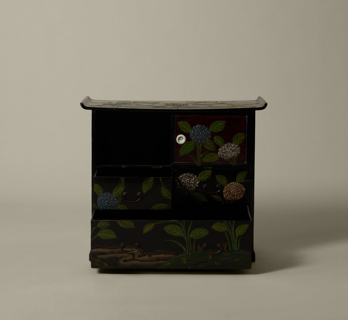 HAND PAINTED WEDDING BOX WITH MOTHER OF PEARL ACCENT