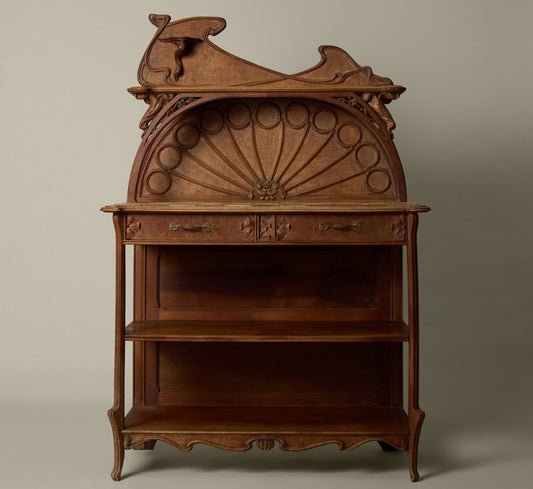 ANTIQUE FRENCH ART NOUVEAU OAK SIDEBOARD