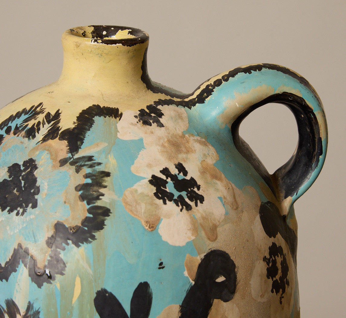 VINTAGE FOLK ART BIRDS AND BEES EARTHENWARE JUG