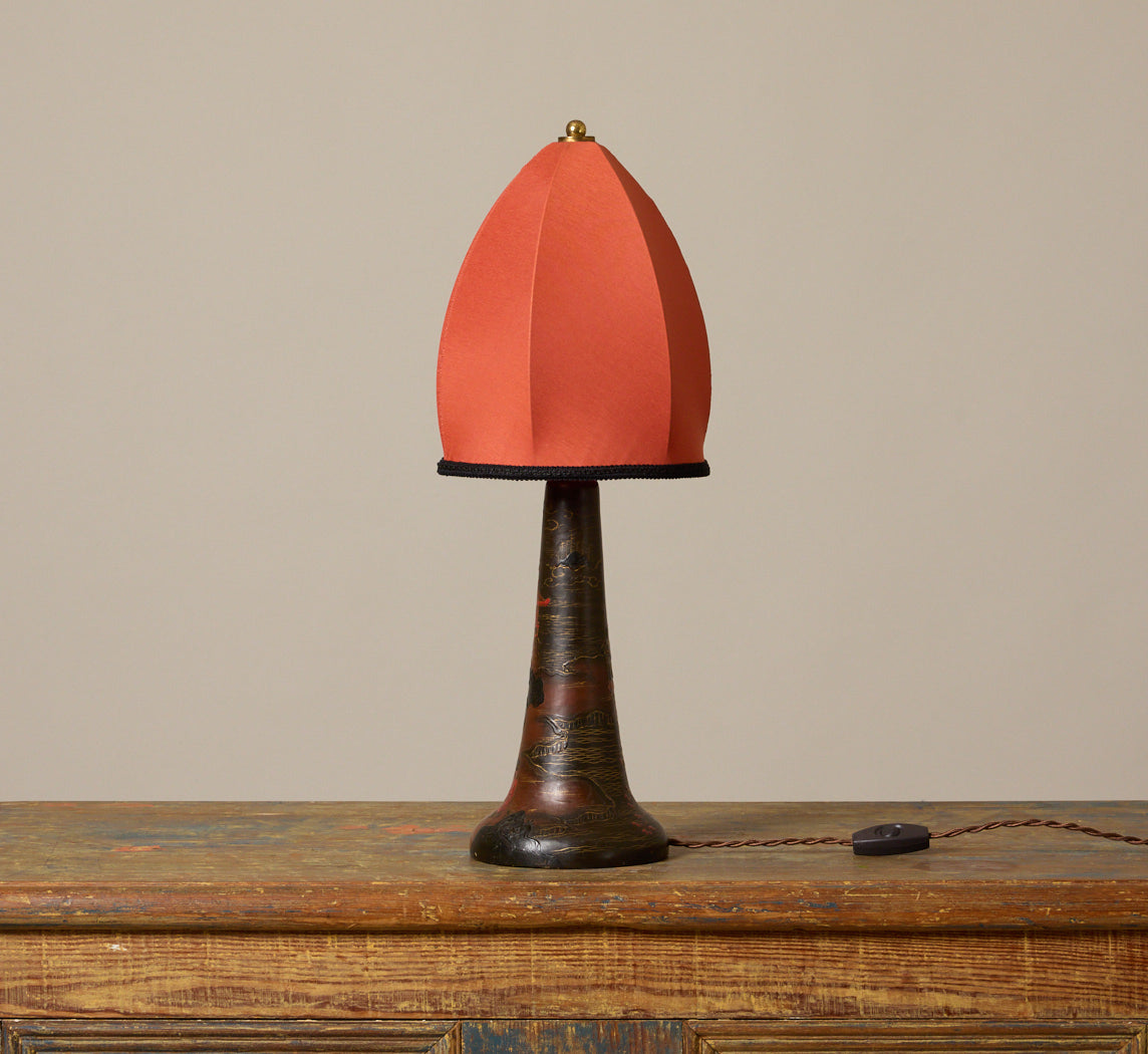 ART NOUVEAU CHINOISERIE WOOD TABLE LAMP, C. 1900