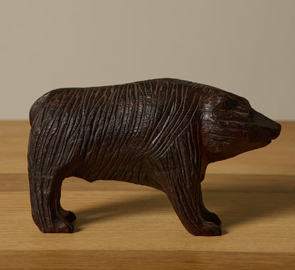 VINTAGE WOODEN BLACK BEAR FOLK ART SCULPTURE