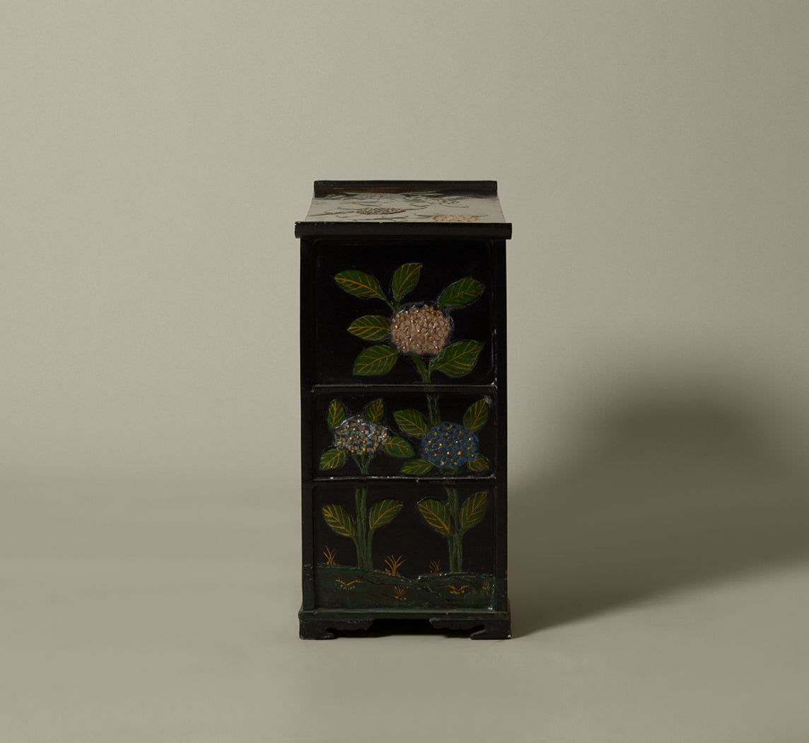 HAND PAINTED WEDDING BOX WITH MOTHER OF PEARL ACCENT