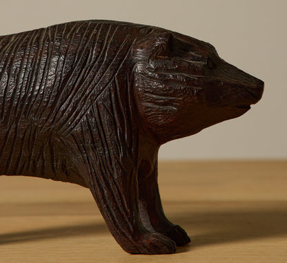 VINTAGE WOODEN BLACK BEAR FOLK ART SCULPTURE