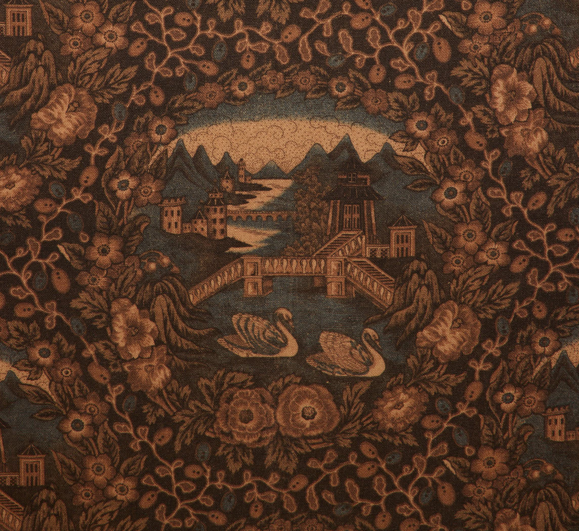 MID CENTURY TUXEDO SOFA IN PIERCE & WARD'S EASTERN GARDEN RAMBLE LINEN