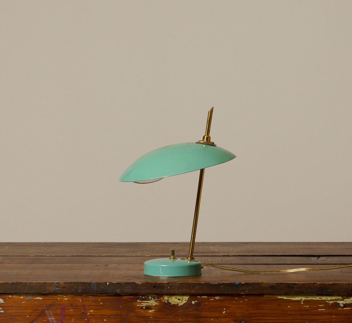 VINTAGE ITALIAN MINT GREEN ENAMEL TABLE LAMP