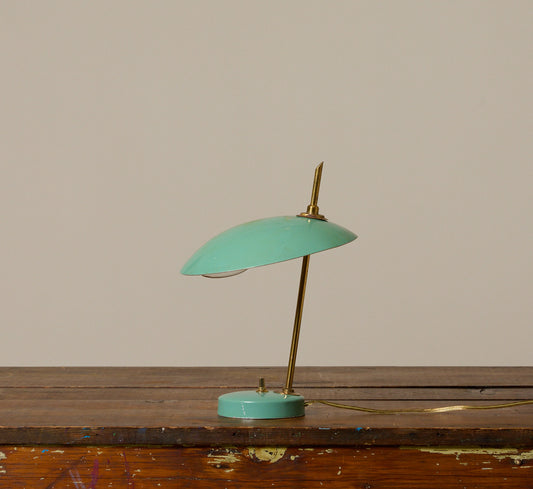 VINTAGE ITALIAN MINT GREEN ENAMEL TABLE LAMP