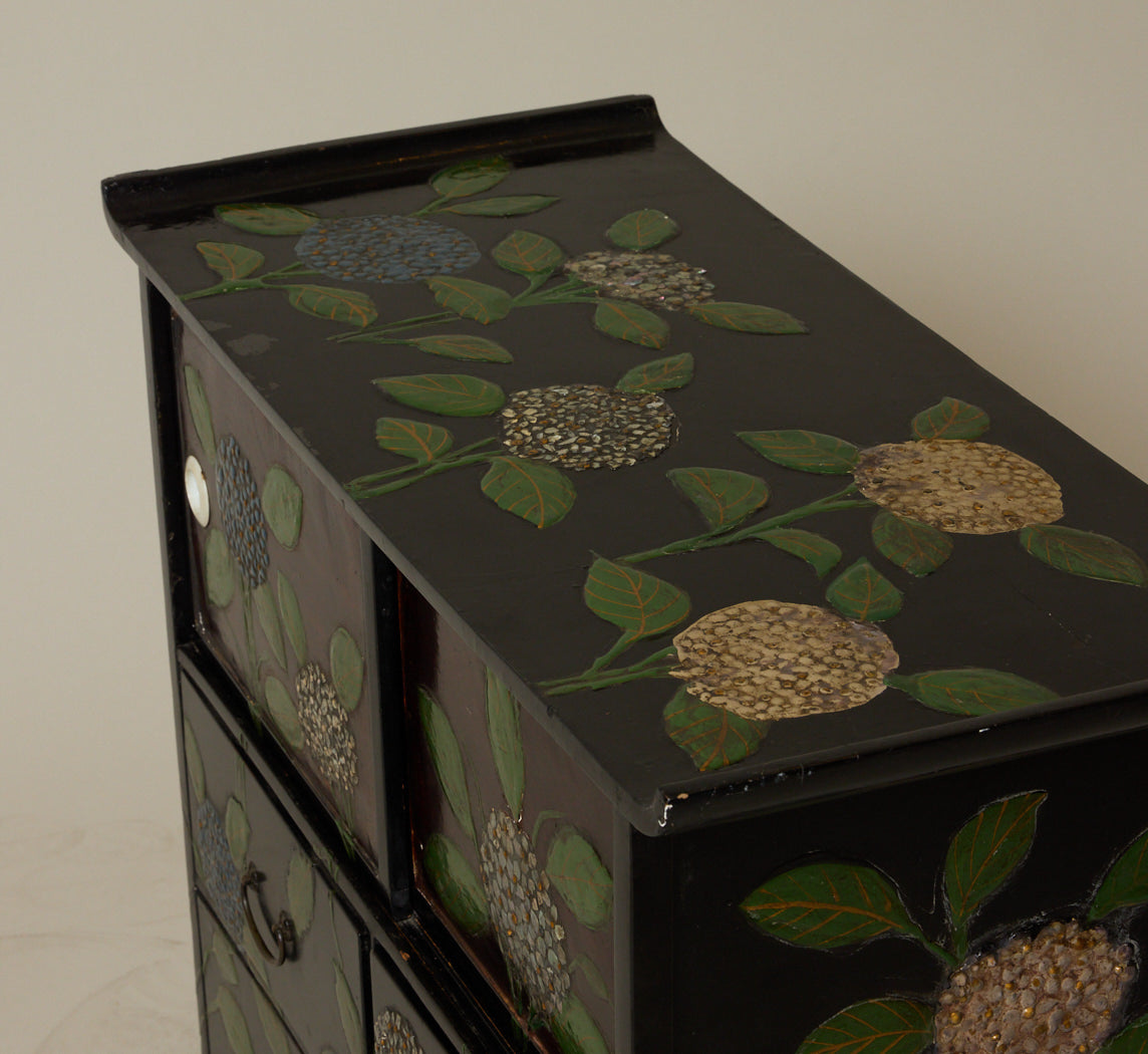 HAND PAINTED WEDDING BOX WITH MOTHER OF PEARL ACCENT