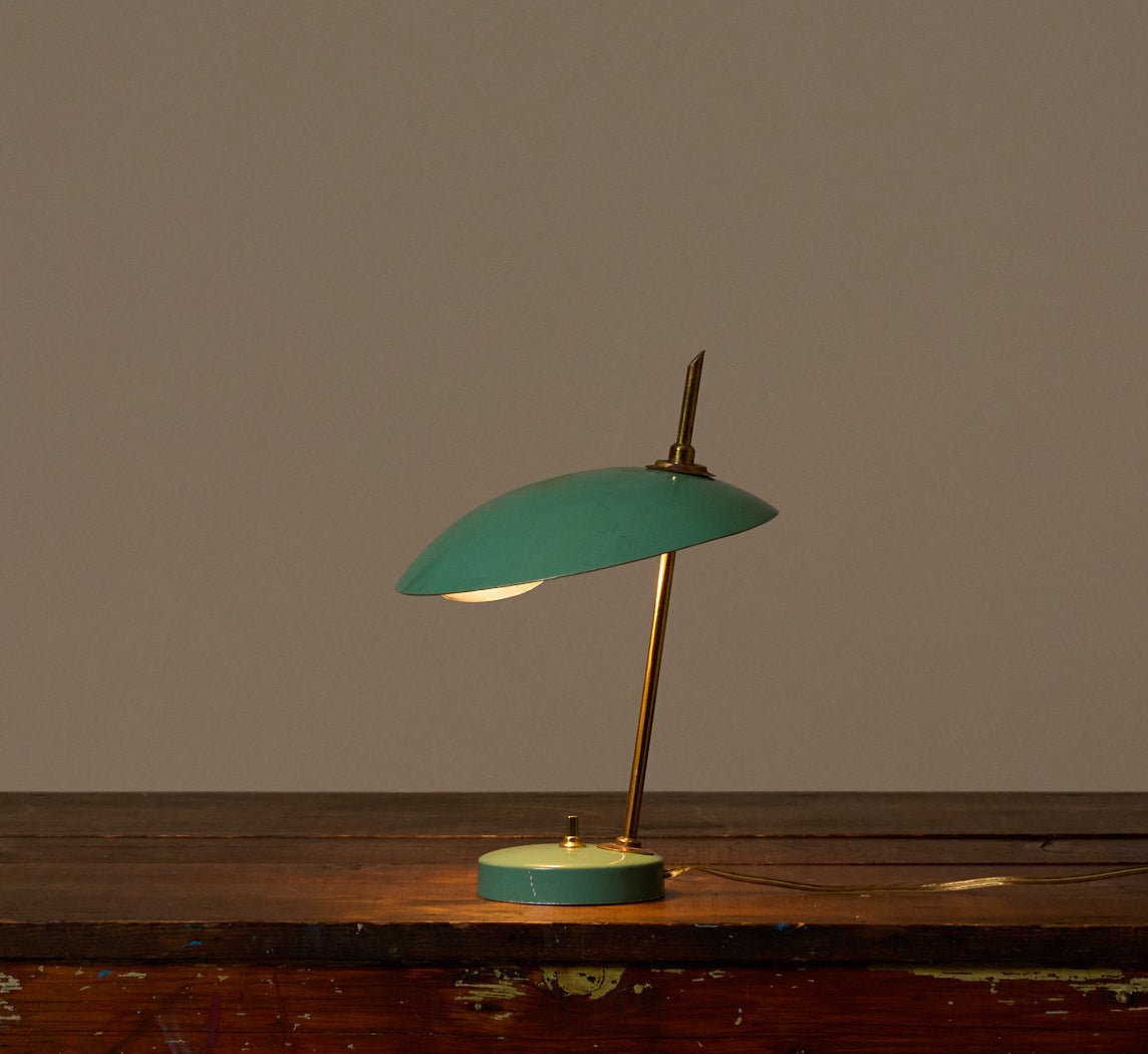 VINTAGE ITALIAN MINT GREEN ENAMEL TABLE LAMP