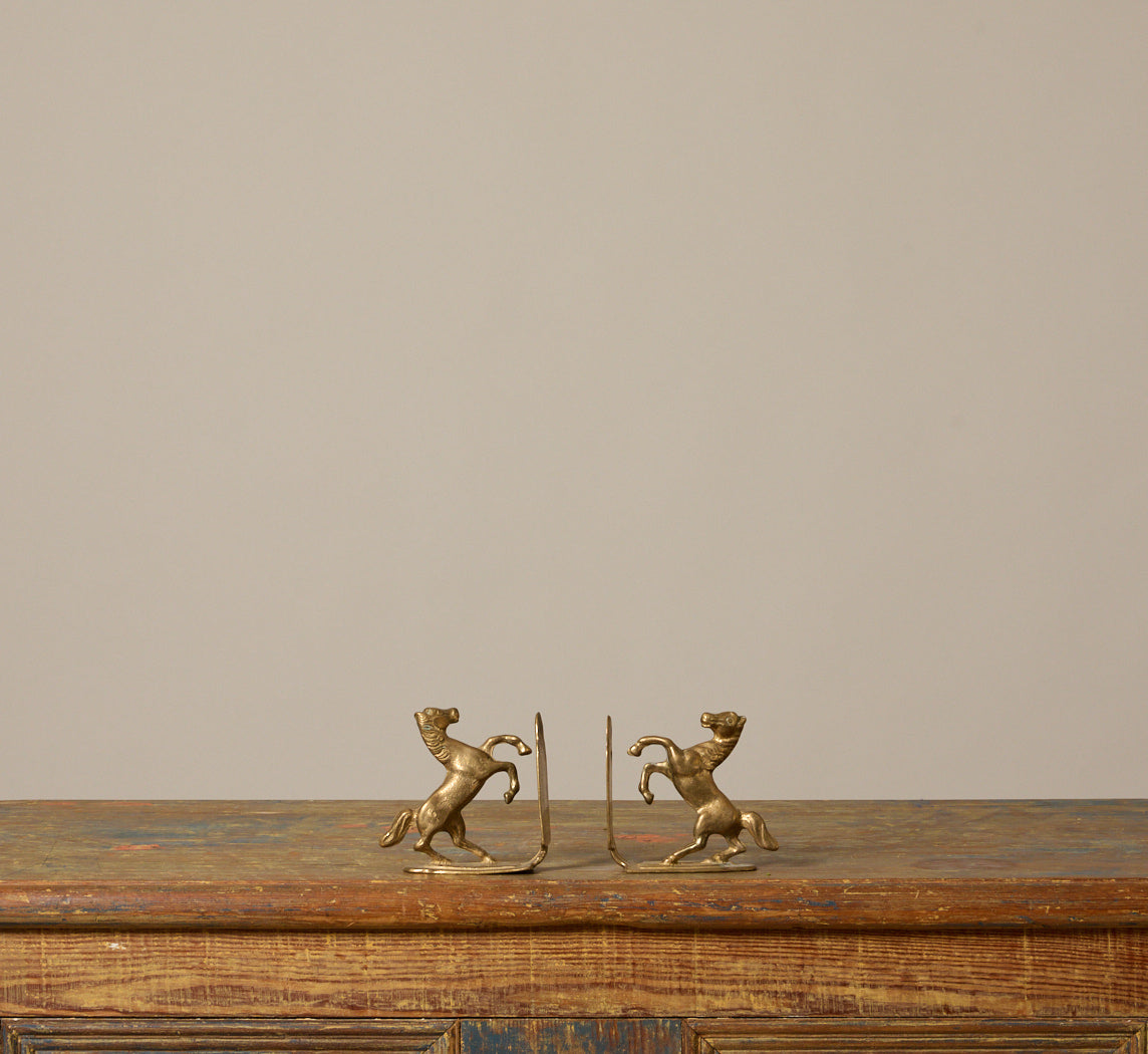 PAIR OF VINTAGE ITALIAN BRASS EQUESTRIAN BOOKENDS