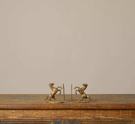 PAIR OF VINTAGE ITALIAN BRASS EQUESTRIAN BOOKENDS