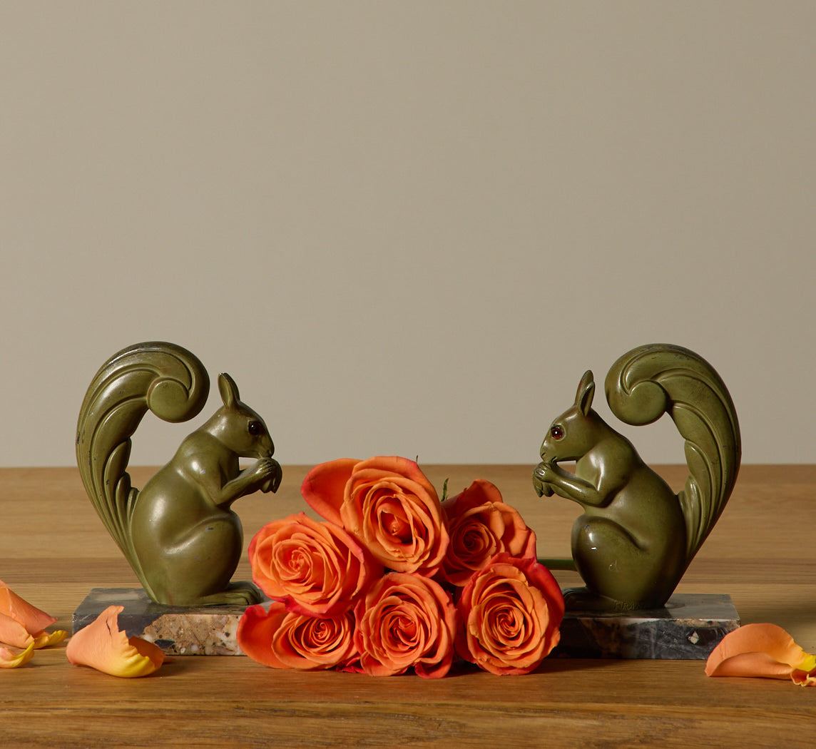 ART DECO SQUIRREL BOOKENDS BY FRANJOU