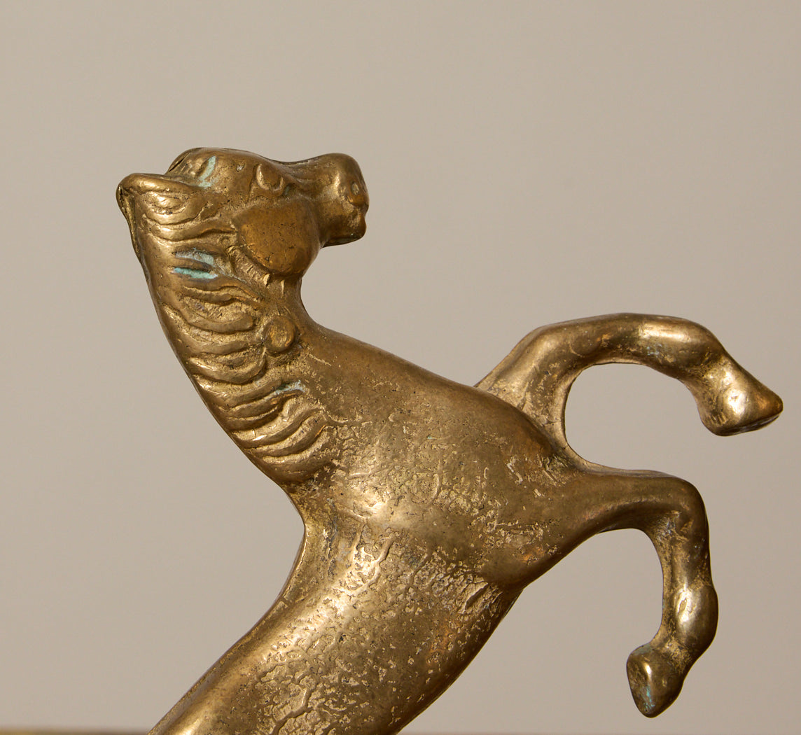 PAIR OF VINTAGE ITALIAN BRASS EQUESTRIAN BOOKENDS