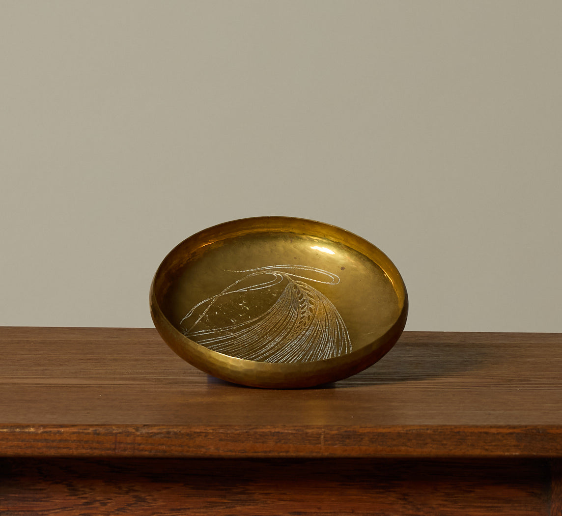 1970S ITALIAN GALLINARO BRASS CIRCULAR TRAY