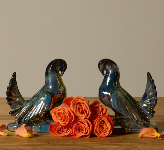 ART DECO CERAMIC DOVE BOOKENDS