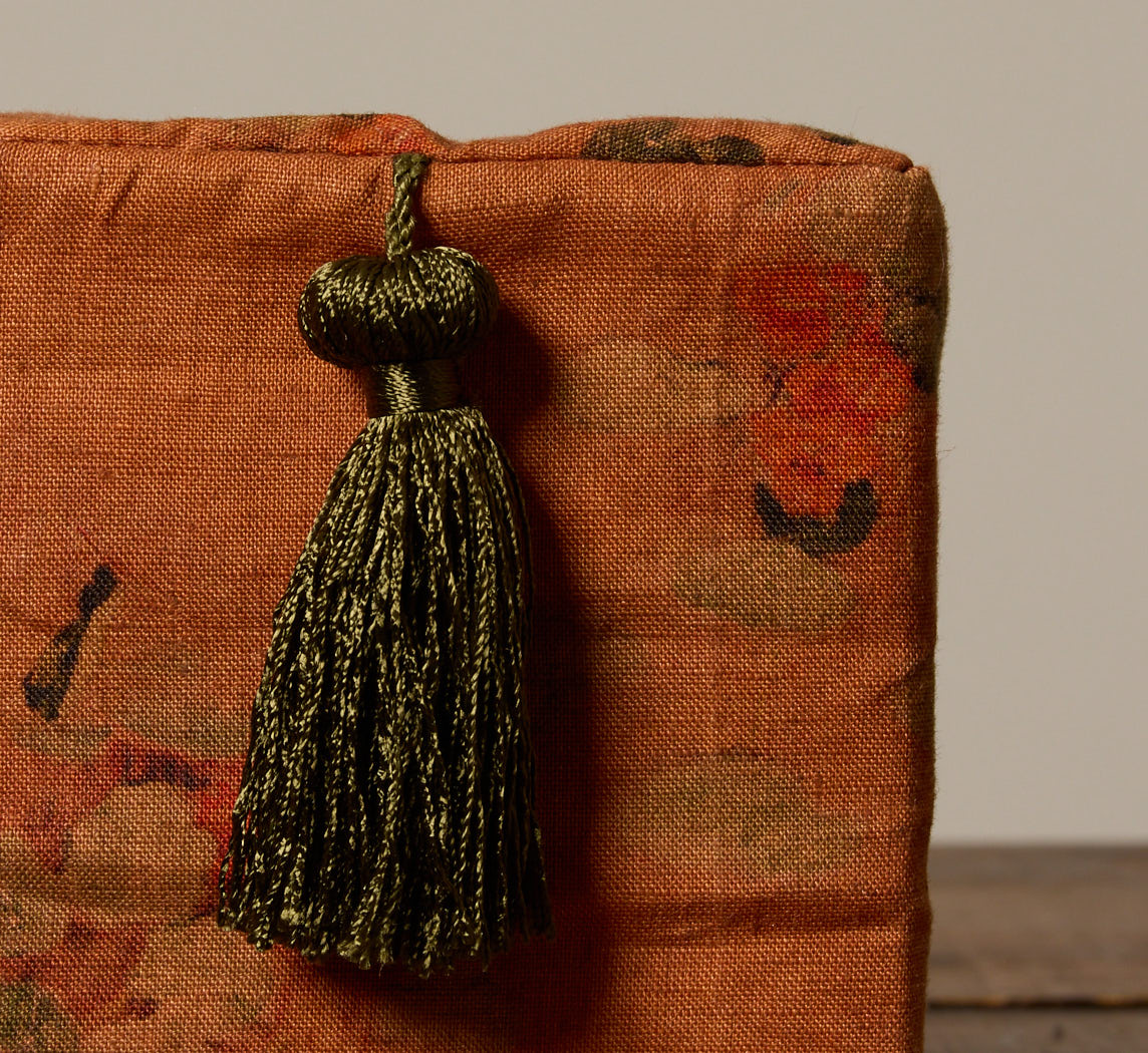 PIERCE & WARD APRICOT FLORAL LINEN TISSUE BOX COVER