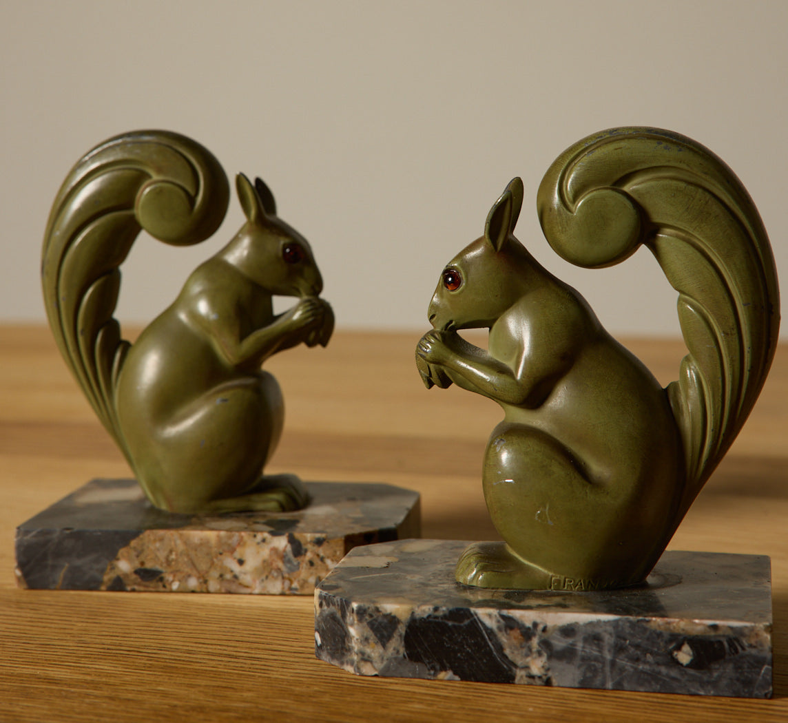 ART DECO SQUIRREL BOOKENDS BY FRANJOU