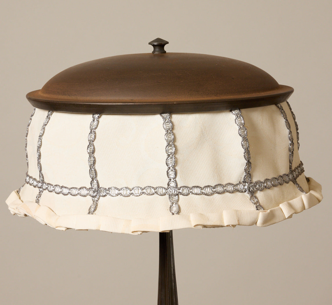 DUTCH ART DECO COPPER TABLE LAMP WITH HOOP SHADE, CIRCA 1925