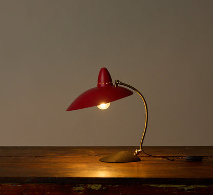 ITALIAN  RED WITCHES HAT LAMP, 1950S