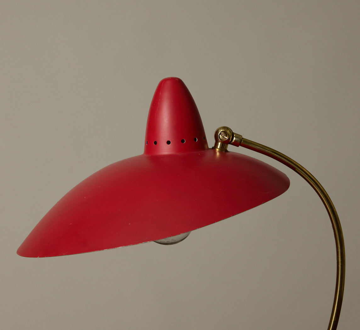ITALIAN  RED WITCHES HAT LAMP, 1950S