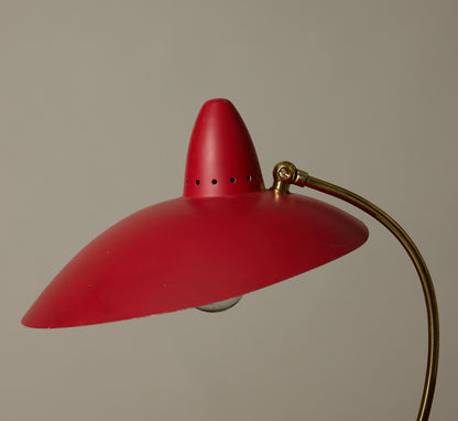ITALIAN  RED WITCHES HAT LAMP, 1950S