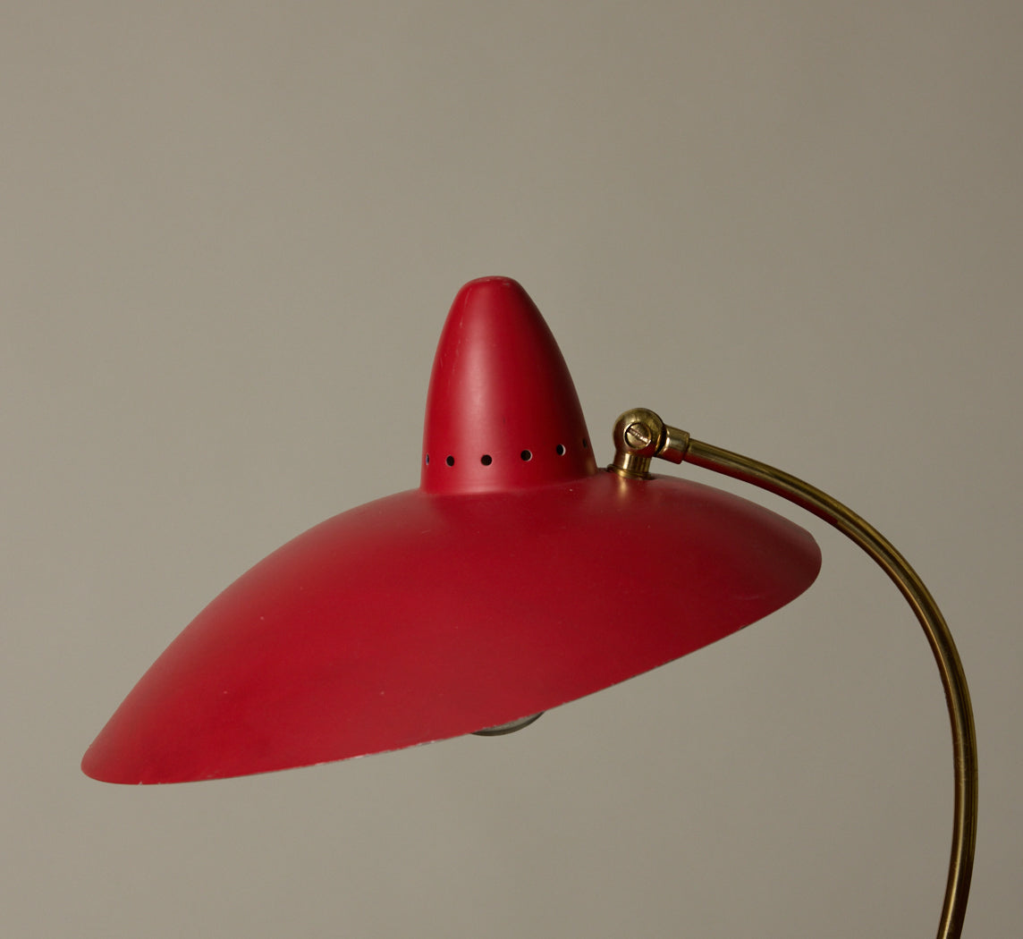 ITALIAN  RED WITCHES HAT LAMP, 1950S