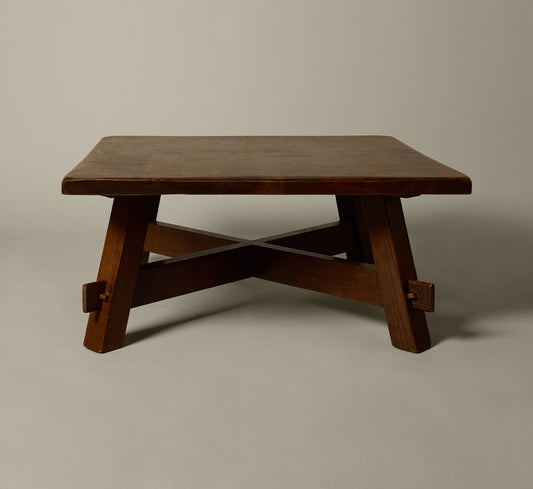 DUTCH BRUTALIST OAK COFFEE TABLE C.1950'S