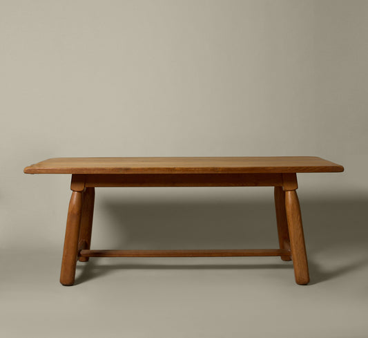 1960S FRENCH OAK BRUTALIST DINING TABLE