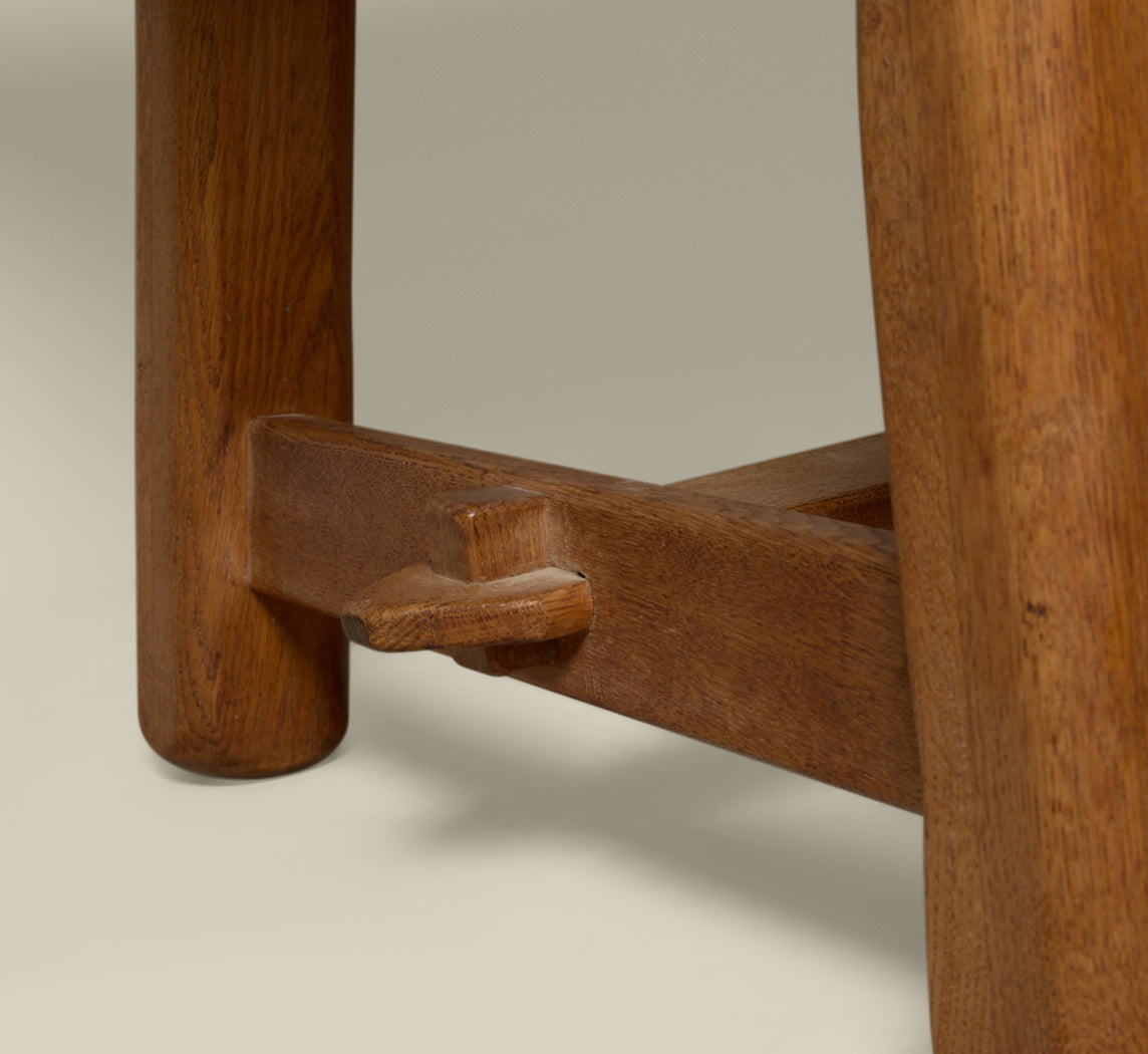 1960S FRENCH OAK BRUTALIST DINING TABLE