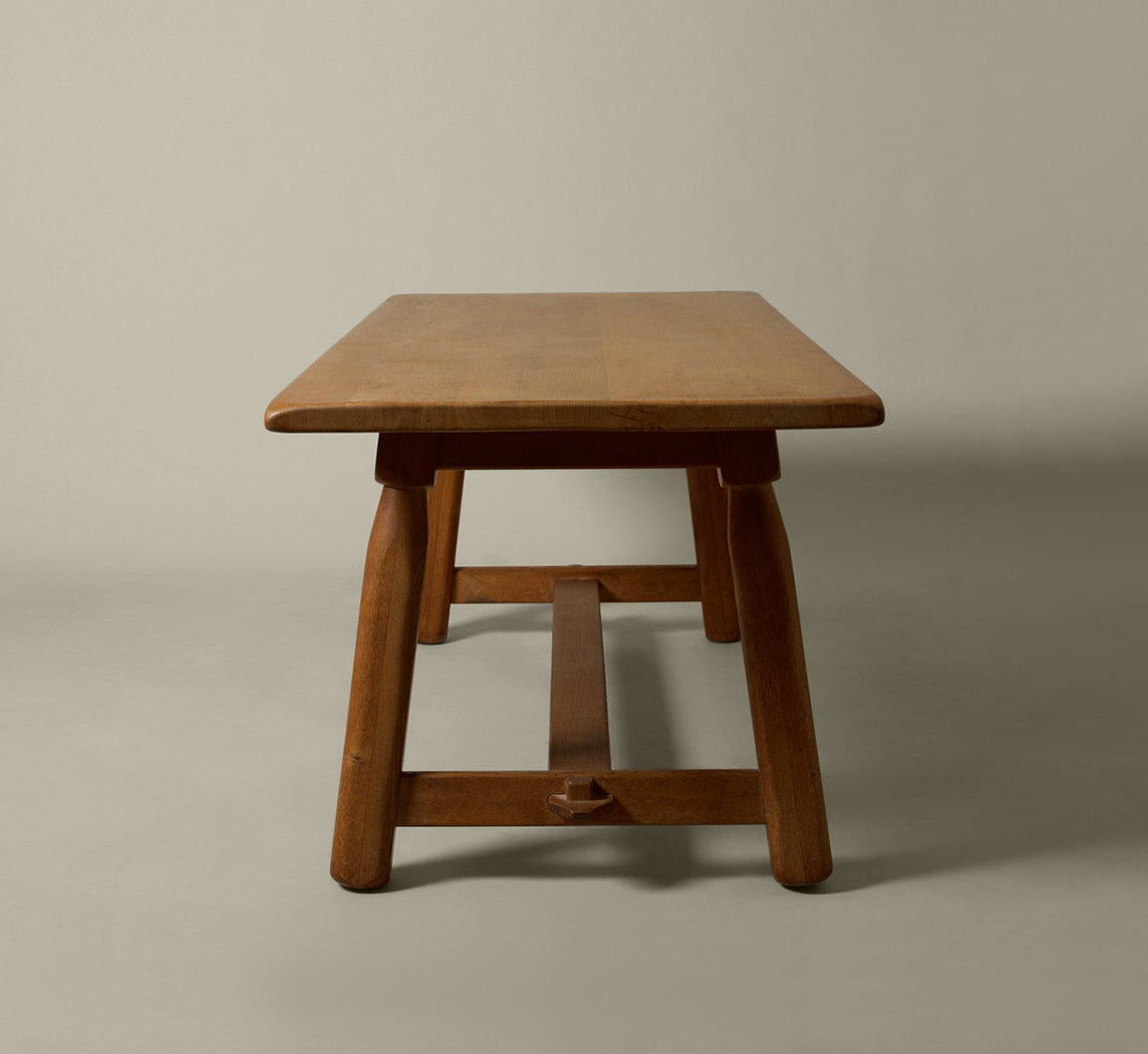 1960S FRENCH OAK BRUTALIST DINING TABLE