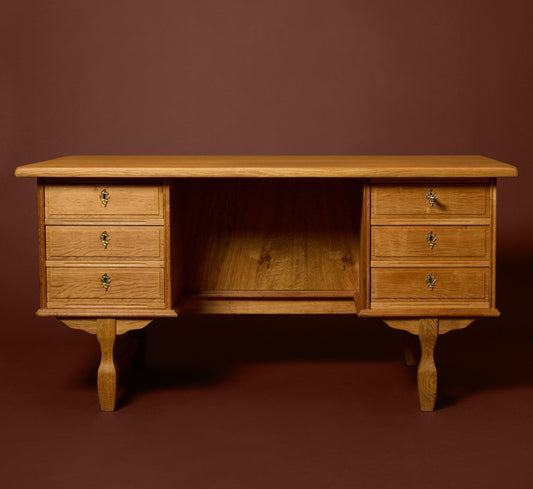DANISH MIDCENTURY OAK DESK BY HENNING KJAERNULF