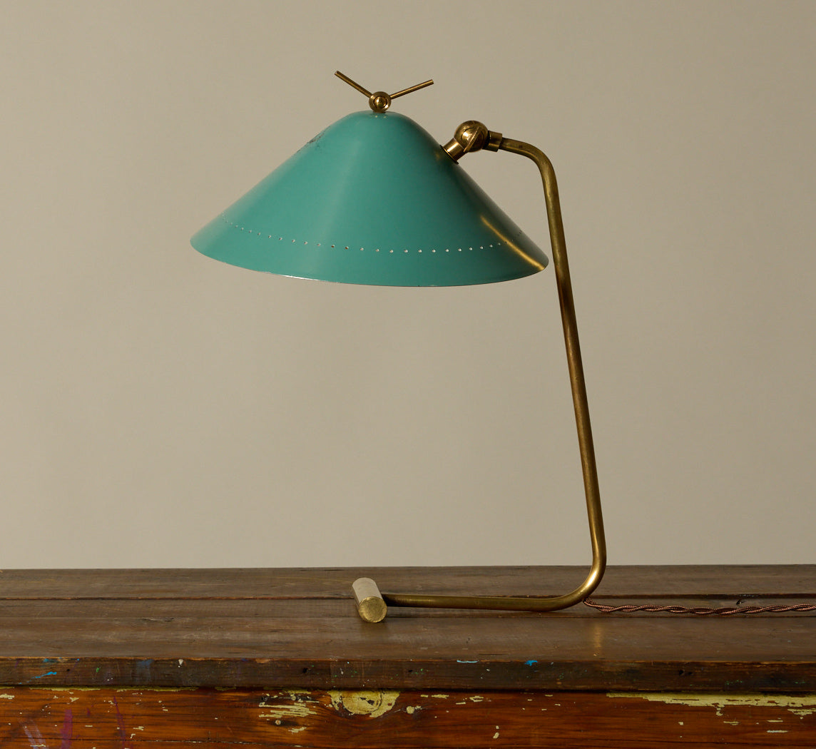 1960S ITALIAN AQUA GREEN DESK LAMP