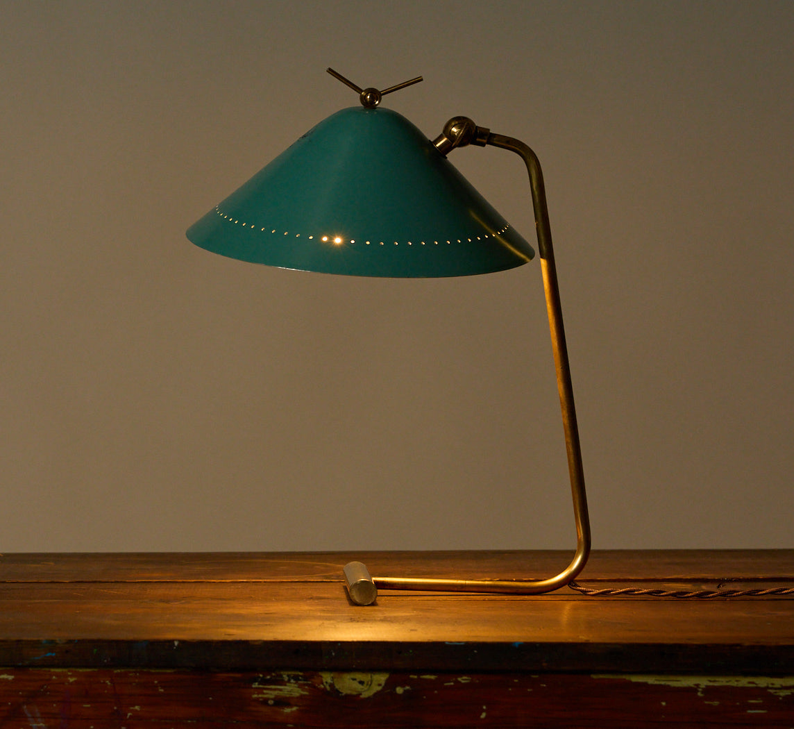 1960S ITALIAN AQUA GREEN DESK LAMP