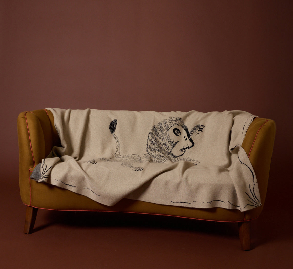 LION CAT CASHMERE THROW BY SAVED NY
