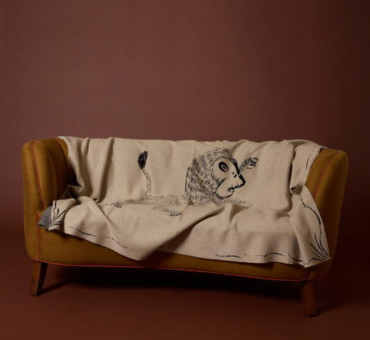 LION CAT CASHMERE THROW BY SAVED NY