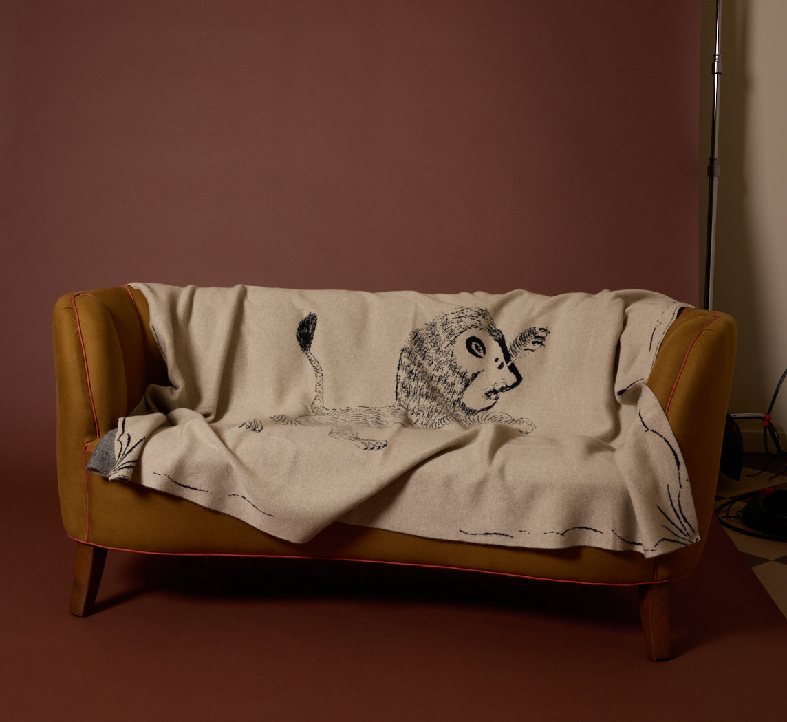 LION CAT CASHMERE THROW BY SAVED NY